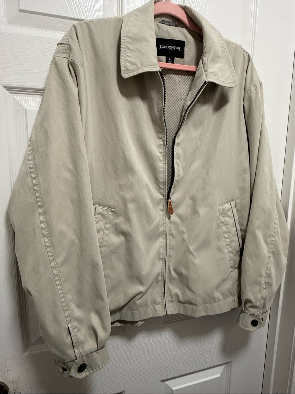 London Fog Men's Size L Mesh Lined 7-Pocket Full Zip Zippered Jacket